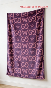 Gucci GG Monogram Butterfly & Star Flannel Blanket Purple Pink GG Monogram Wall Tapestry IMG_2616